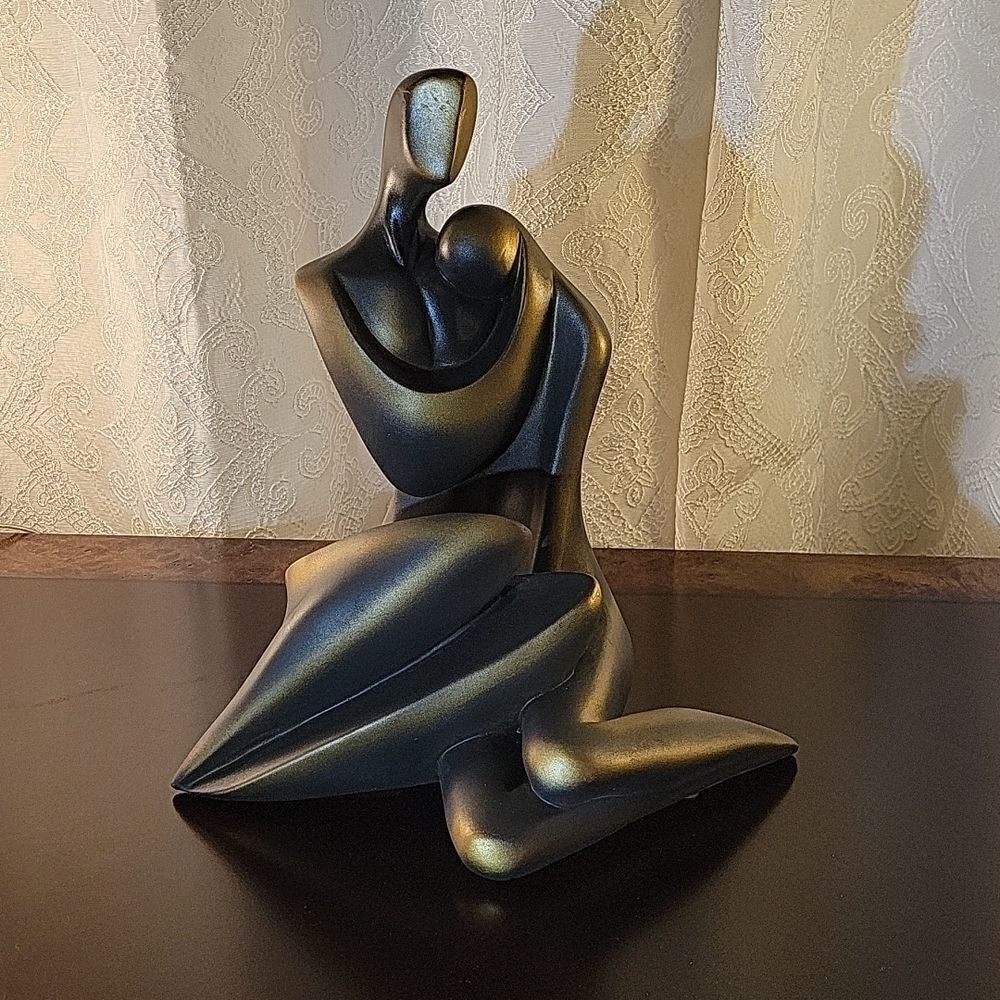 BRAND NEW WOME &MEN STATUE BRONZE ABSTRACT COUPLE LOVERS SCULPTURE ROMANCE ART - Picture 3 of 16